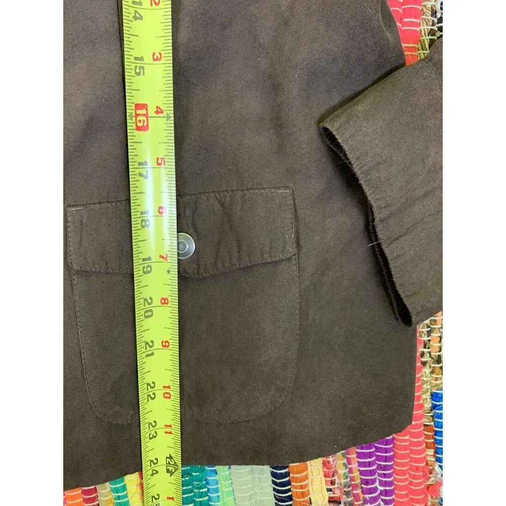 Studio Works Women Jacket 12 Brown Faux Suede/Microfibre Full Zip Lined Pockets